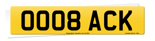 Registration number OO08 ACK